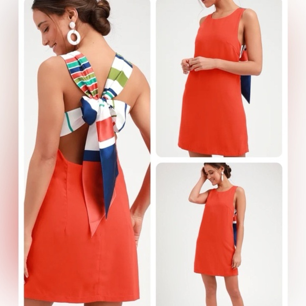 Lulu's Joyful Red Orange Multi Stripe Tie Back